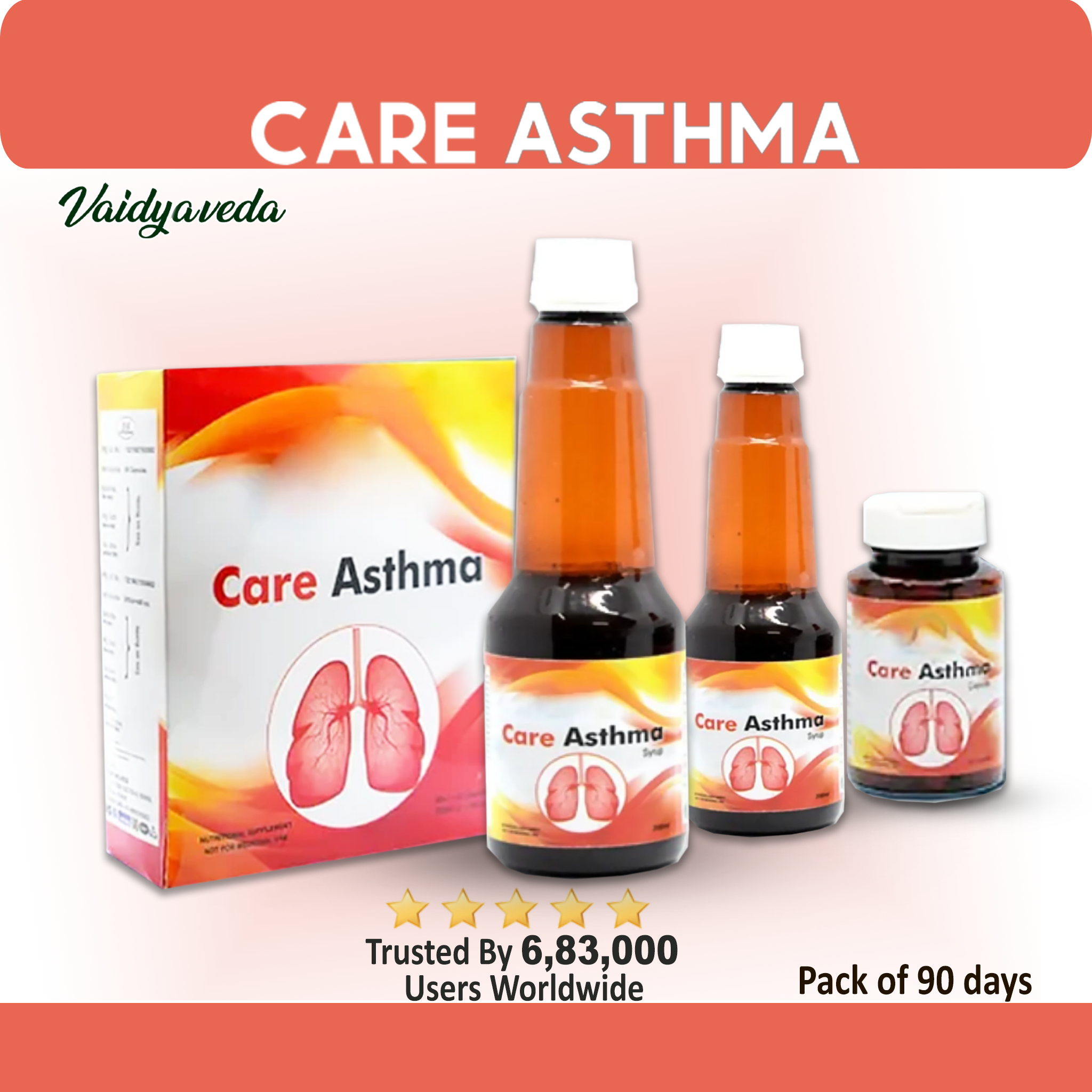 Care Asthma || Herbal Asthma Care Syrup || 3 Bottle In A Pack